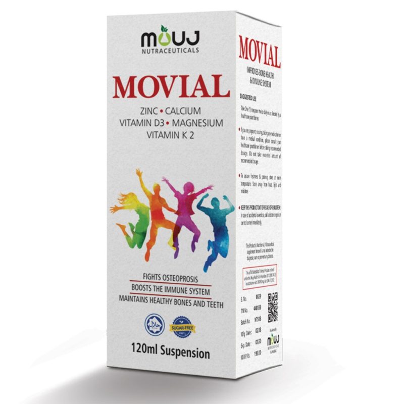 Movial Syrup (120ml) Bones Health ,Teeth,Immune System Calcium , Vitamin D3,Magnesium,Vitamin K2,Zinc